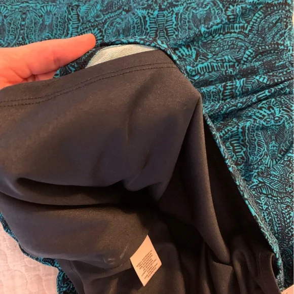 Ann Taylor Womens Ruched Waist Dress Turquoise and Navy Short Sleeves, size MP - Picture 5 of 9